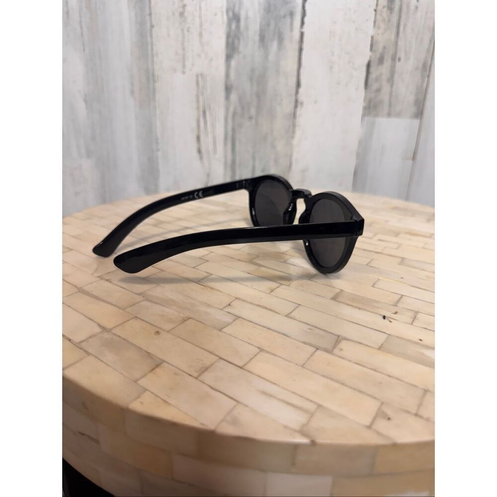 Retro Black Round Frame Sunglasses Classic Dark Lens Hipster Festival Style - Picture 2 of 3